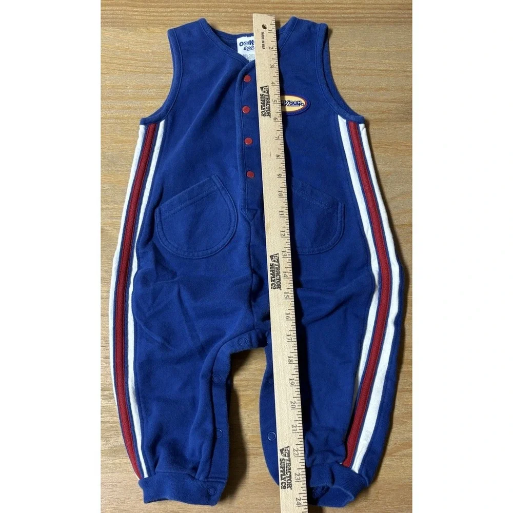 Vintage Oshkosh b'gosh 18m overalls jump bodysuit romper Blue Red Striped